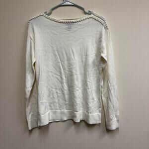 Lands’ End Cream Sweater Braided Shoulder Detail – Size XS